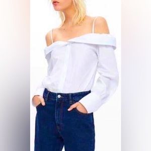 [SOLD on Mercari ] Zara NWT off shoulder blouse button front